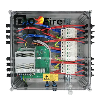 Feuerwehrschalter PV für 8 Strings mit integriertem Überspannungsschutz T1+2 parallel verschaltet